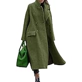 utcoco Women's Long Wool Coats Double Breasted Pea Coat Notched Lapel Trench Coat Overcoat