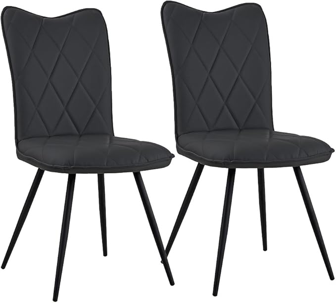 Set of 2 Dining Chairs Faux Leather Kitchen Chairs for