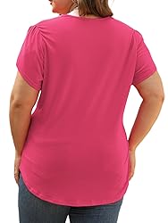Plus Size Hot Pink Top Oversized Short Sleeve