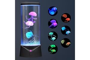 DEDESESE Jellyfish Night Light Lamp Jelly Fish Table Lamp 9 Color Changing 2 Modes Home Decor Fish Tank Night Lampt LED Bedroom Mood Lamp Ideal Gift for Kids
