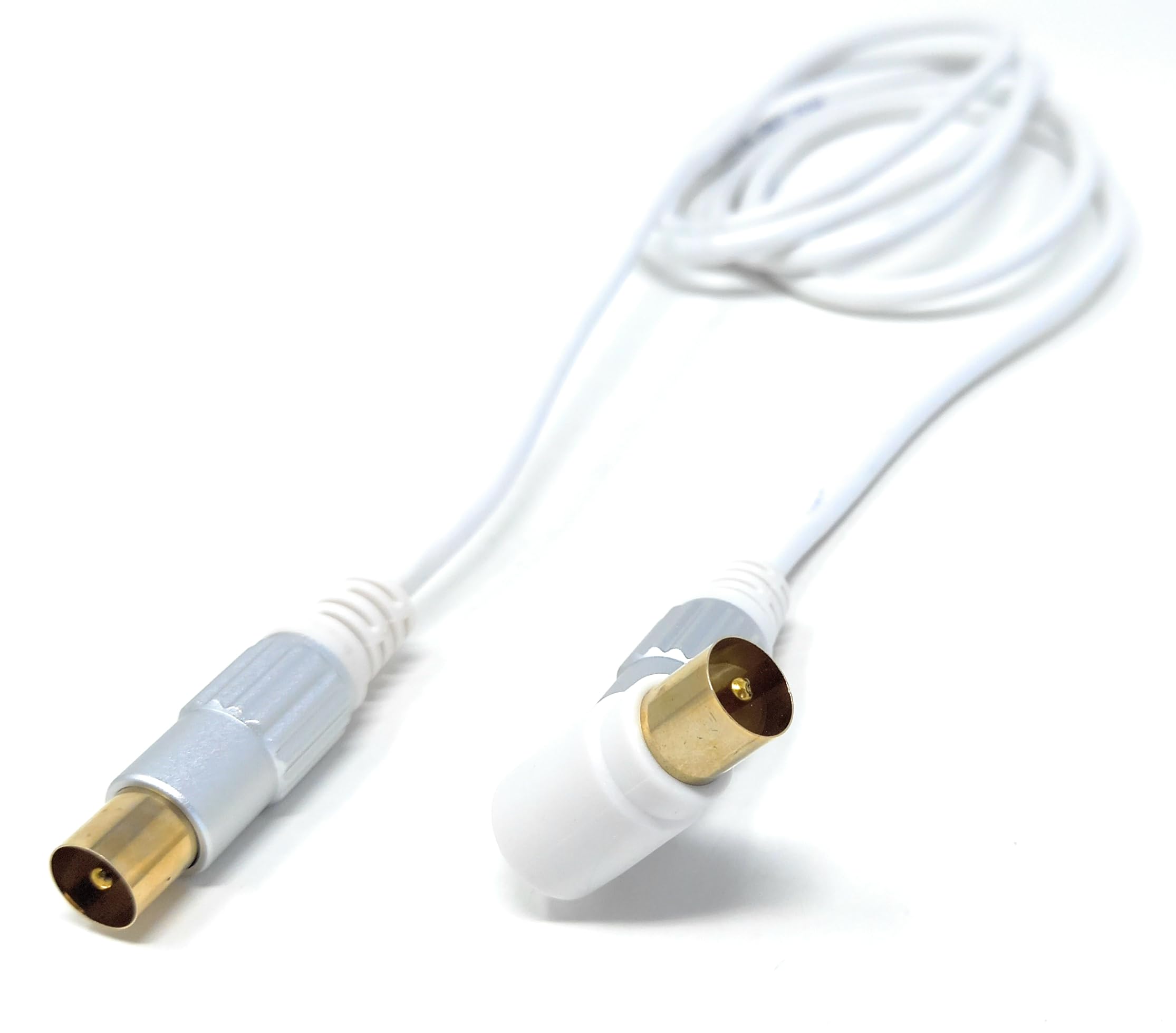 2m TV RF 4K Aerial Cable, 90 Angled Metal Plugs, Male to Male Angled Connector, Compatible with DVB-C, DVB-T, DVB-S, Digital & Analogue 6.5ft