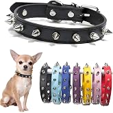 Spiked Dog Collar for Small Dogs, Black Studded Spike Collar for Cats, XS | Smooth Harmless Cone Spikes Add Protection, Chew Proof, Soft PU Leather, for Puppy Kittens &amp; Small Pets Chihuahua Bulldog