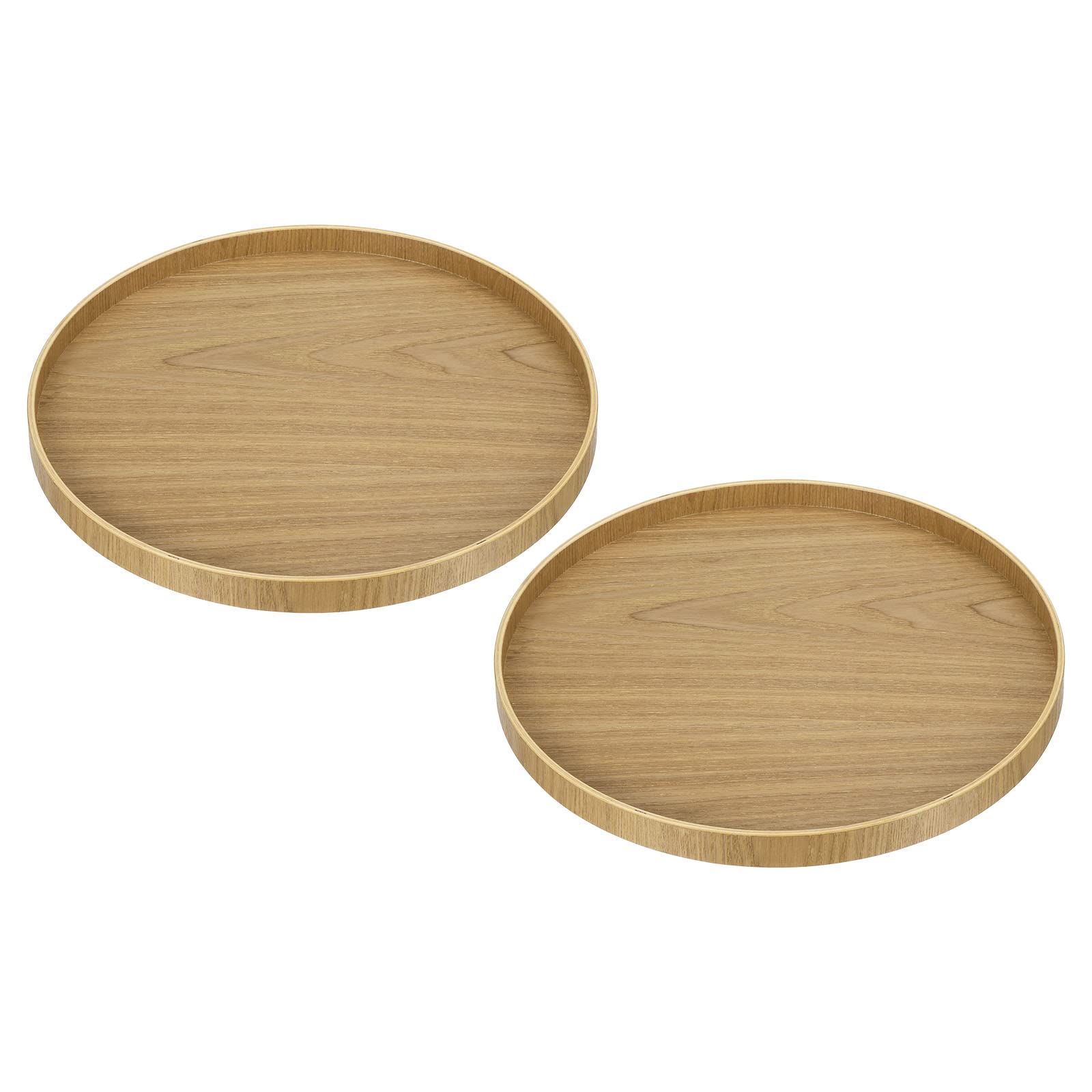 PATIKIL Wood Serving Tray 12 Inch, 2 Pack Round Decorative Platter for Home Decor Kitchen Table Candle Holder