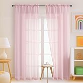 Ebesto Blush Pink Sheer Curtains 84 Inches Long 2 Panels, Elegant Airy Transparent Light Filtering Window Curtains, Window Drapes for Living Room Bedroom, Top Dual Rod Pocket Design, 2x42Wx84L Inches