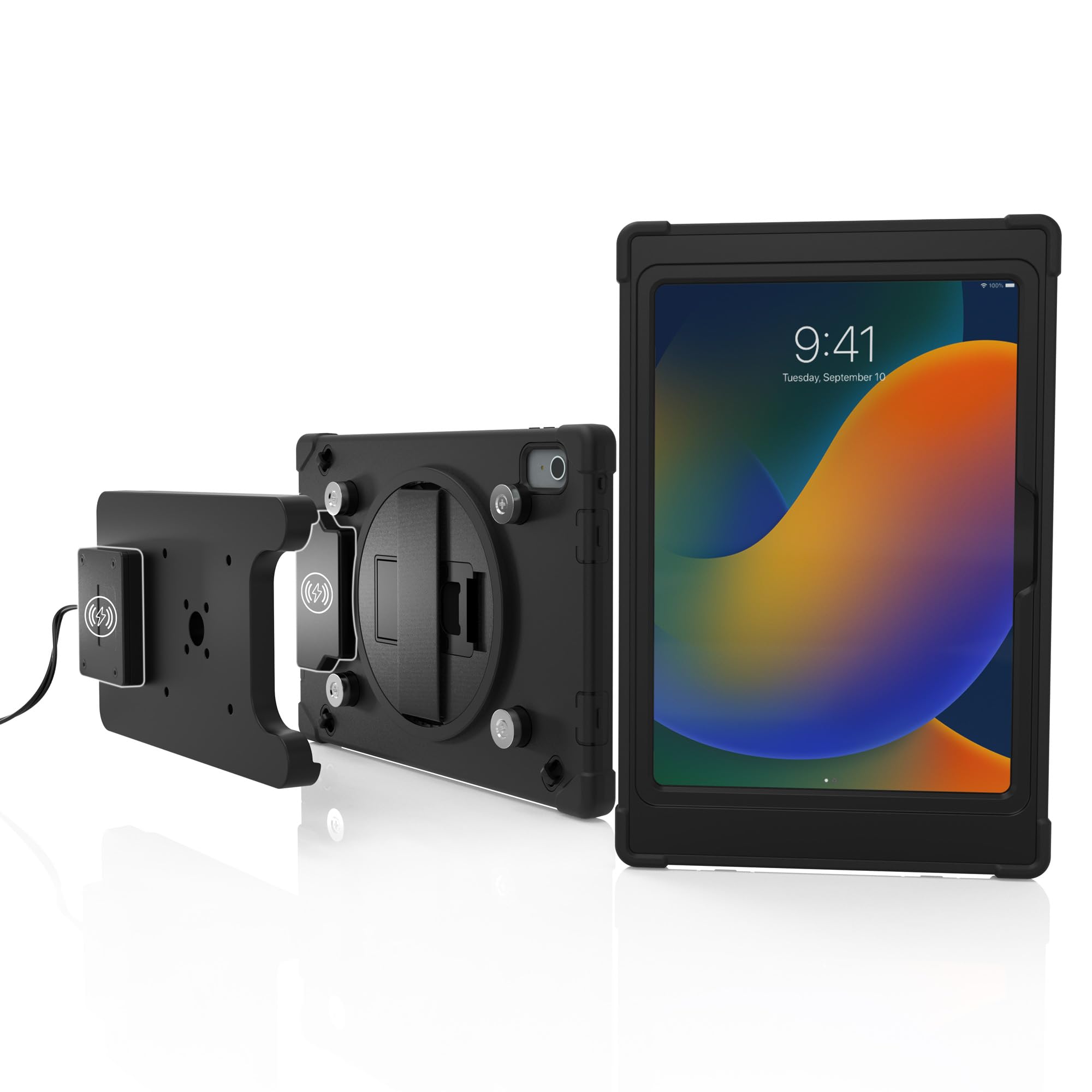 Photo 1 of Wireless Charging Case - CTA Wireless Magnetic Charging Case and Base with Splash-Proof, Impact-Resistant Thick Silicone Cover for iPad 10th Generation 10.9” - Black (PAD-ICCB109)