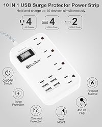 6 USB(2 USB C) Surge Protector Power Strip- 5Ft