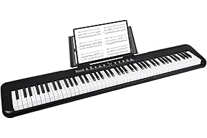 GBERWFFS Digital Piano 88 Key Full Size Semi Weighted Electronic Keyboard Piano with Music Stand,Power Supply,Sustain Pedal,Bluetooth,MIDI,for Beginner Professional at Home/Stage