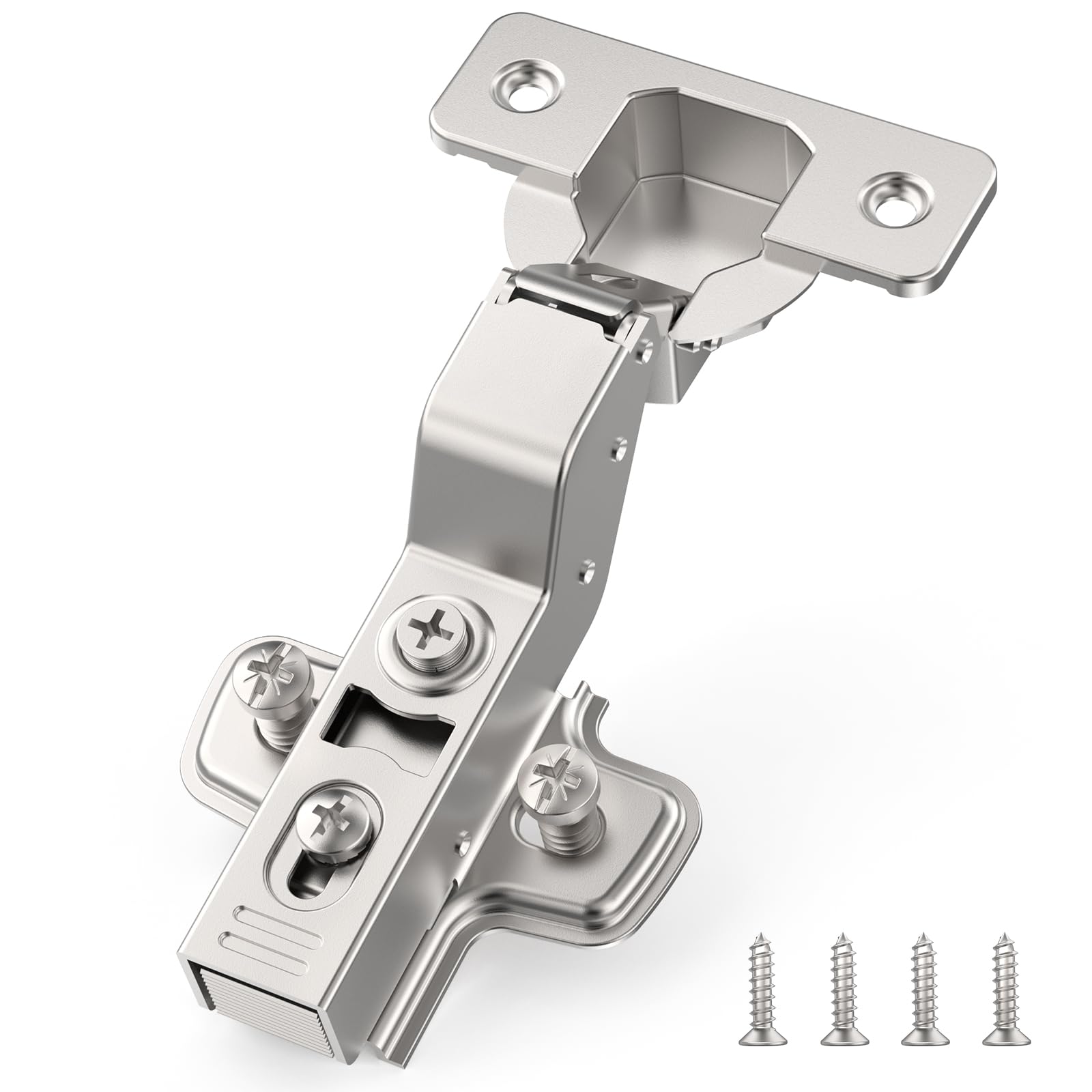 Furniware Pack of 10 Inner Stop Cabinet Hinges, Opening Angle 110° with Hydraulic Spring, Perfect Soft Close Kitchen Cabinet, Pot Drilling Distance 45 mm, for Kitchen Cabinet, Wardrobe, Cupboard Door