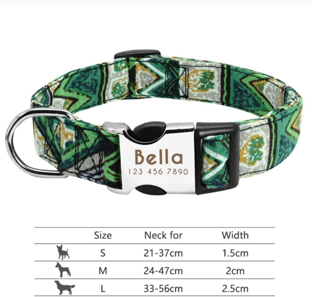 YANGYANGFBH Nylon-Hundehalsband Personalisiertes Haustierhalsband Graviertes ID-Tag-Typenschild ...