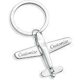 Fanery Sue Custom Airplane Keychain for Women Men Couples | Personalized 3D Stainless Steel plane Key Chains Engraved with Names, Aviation Gifts for Flight Attendant Pilot Travelers