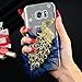 S7 Edge Case,Samsung Galaxy S7 Edge Case - Mavis's Diary 3D Handmade Bling Luxury Peacock with Fashion Feather Shiny Blue Diamond Glitter Sparkle Crystal Rhinestone Gems Design Clear Hard Cover