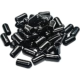 50pcs Vinyl Flexible End Caps, Rubber End Caps, Black Bolt Screw Thread Protector Safety Cover (1/4 Inch 6.5 mm)