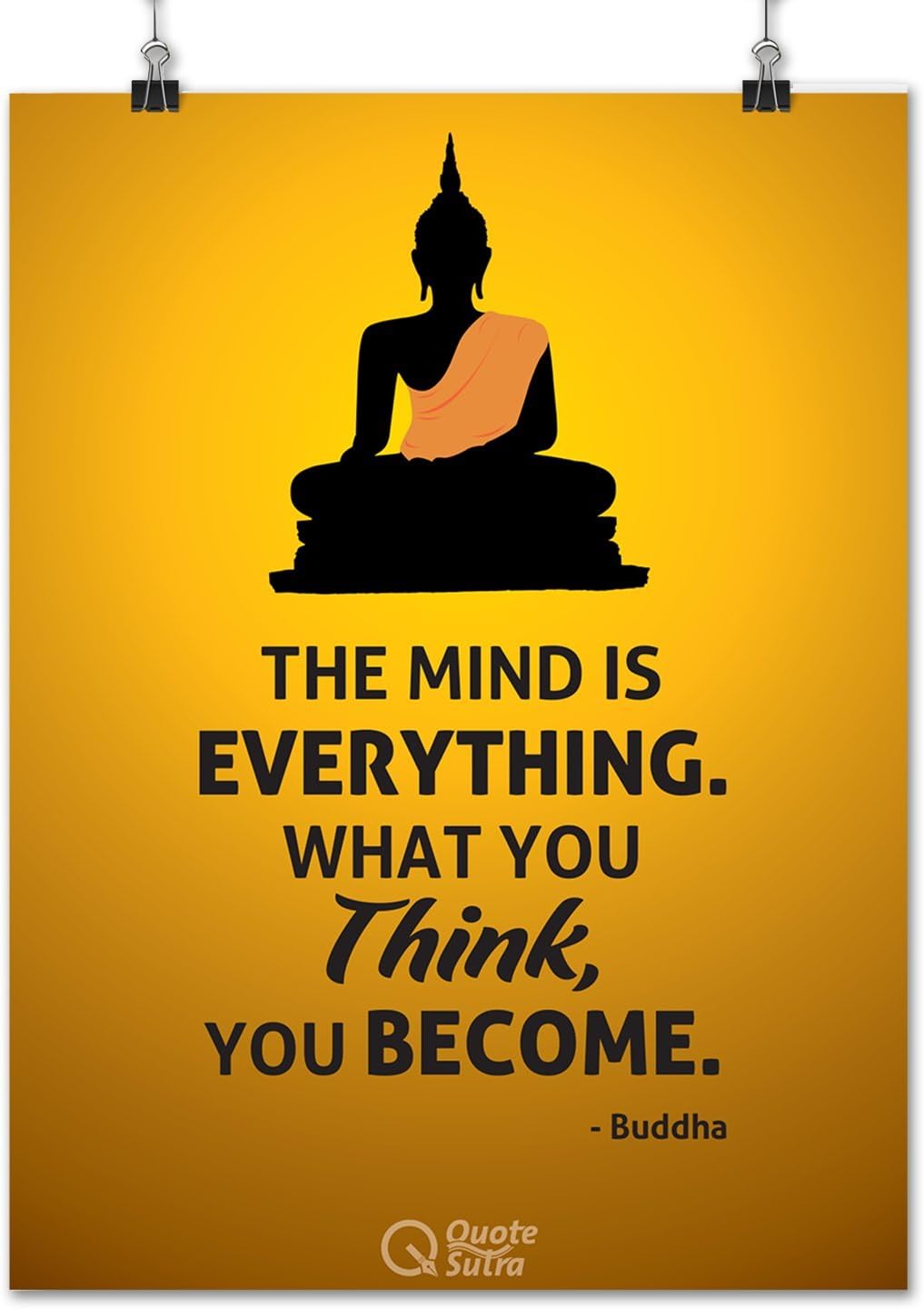 QuoteSutra The Mind is Everything Buddha Quote Sized Poster (250-300 GSM Thick Paper; A3 ; Yellow)