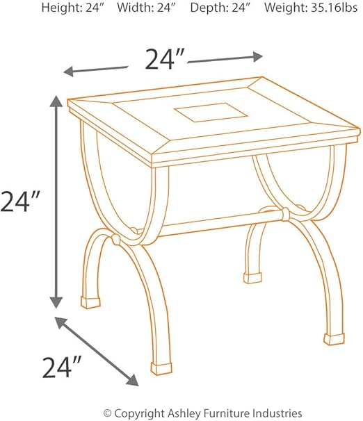 Zander Chair Side End Table Ashley Furniture Signature Design Medium Brown With Mosaic Top T415 2 Contemporary Style Accent Table End Tables