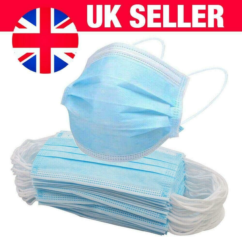 10 X Surgical Masks Face Masks Disposable Face Masks Doctors Mask Respirators With Ear loop - Light Blue