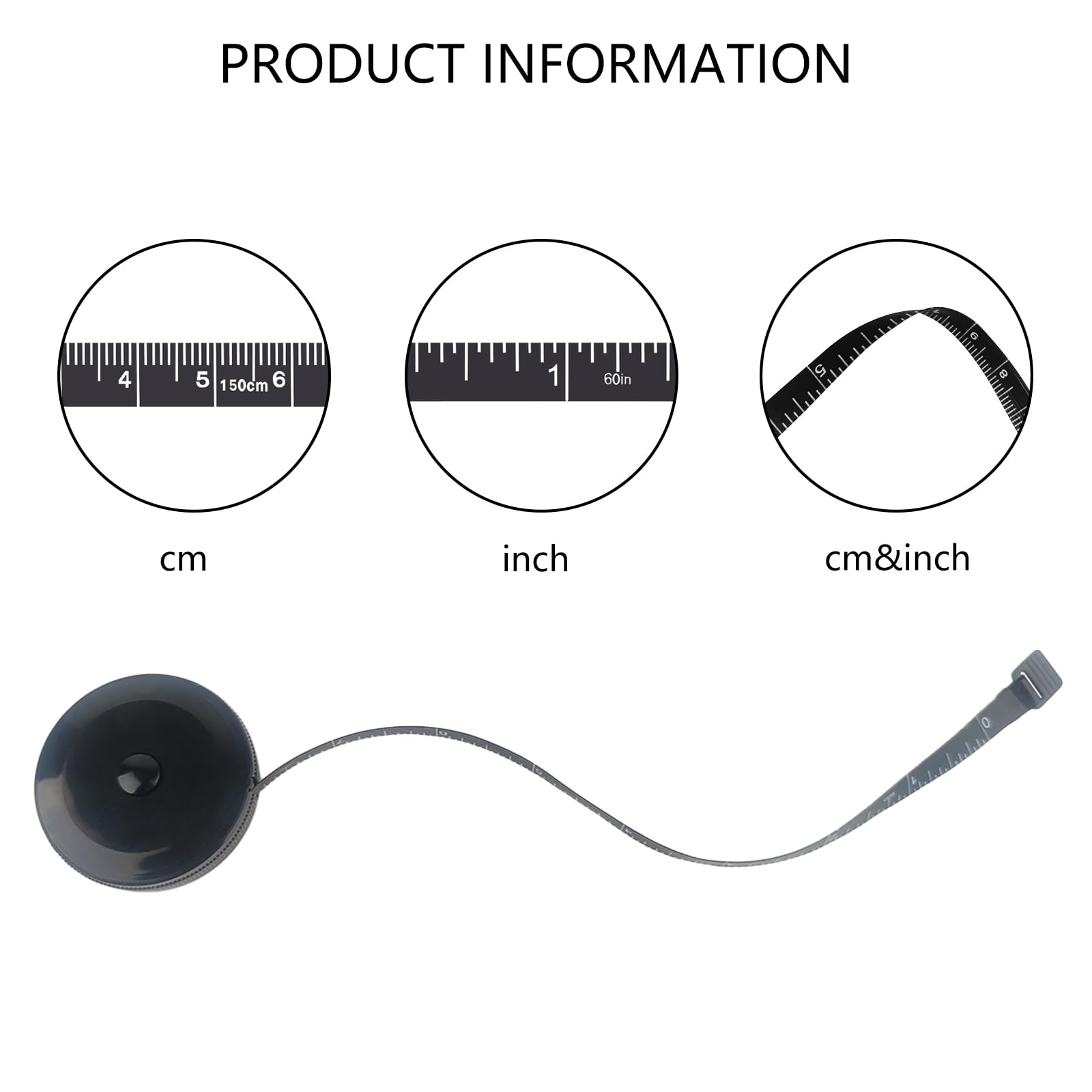 GDMINLO 3 Pack Tape Measure Measuring Tape for Body Fabric Sewing Tailor Cloth Knitting Craft Weight Loss Measurements Retractable, Small Push ButtonDouble Scales Rulers 60-inch 1.5 Meter (Black)