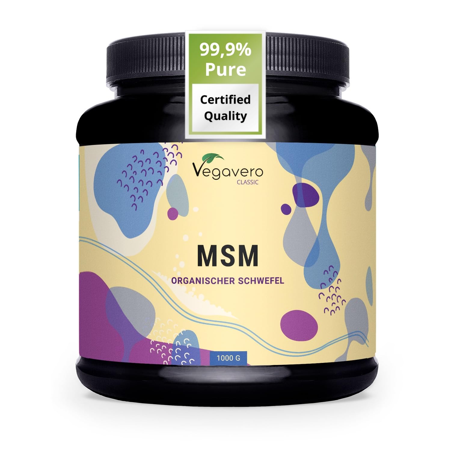 Vegavero Pure MSM Powder 1 kg | Tub | Distilled Organic Sulphur | NO Additives & Non-GMO | Lab-Tested | 1000 g Per Day | Vegan