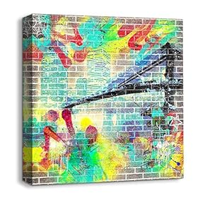 Canvas Wall Art Abstract Bricks Feature Painting Artwork for Home Prints Framed - 12x12 inches