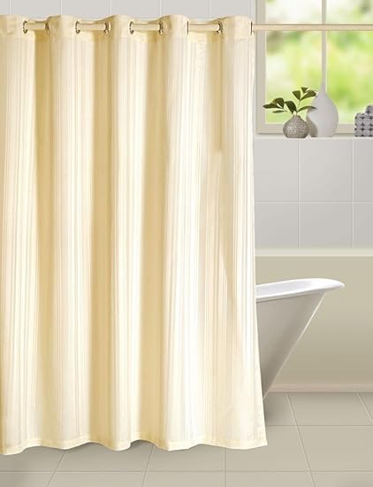 Yellow Weaves 54x84-inch Plastic PVC Self Stripes Plain Shower Curtain (Multicolour)