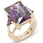 Lavencious Big Bold Radiant CZ Stones Stretch Rings for Women Size for 7-9