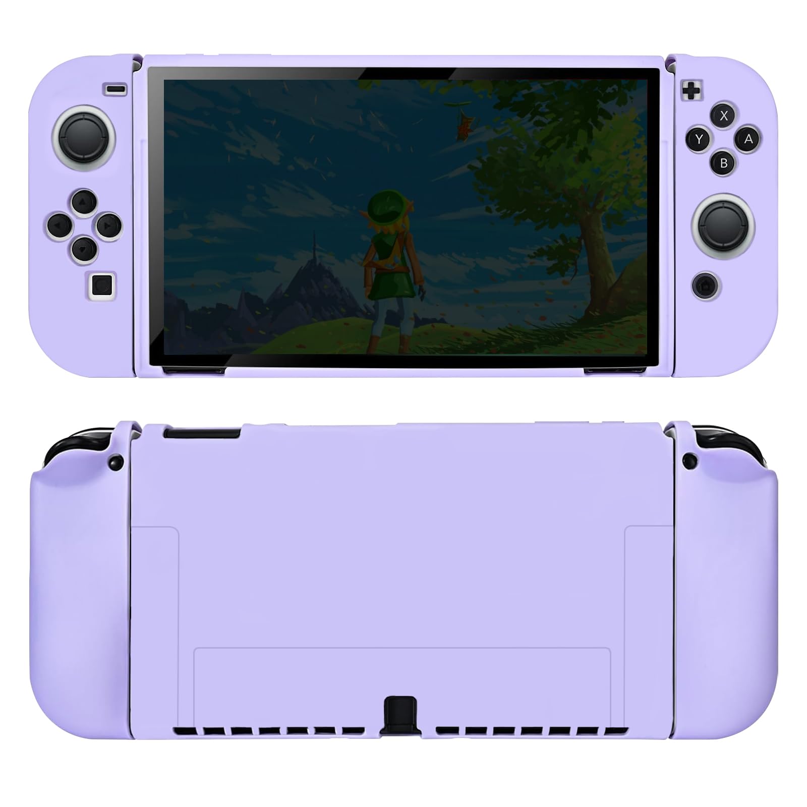 Protective Case for Nintendo Switch OLED 2021, Dockable Silicone Switch OLED Case, Ergonomic Grip Cover Shock-Absorbent & Anti-Scratch Soft Cases Slim Shell Travel Protector, Purple