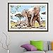 5D Diamond Painting by Number Kit, Full Drill The Giraffe and The Elephant Rhinestone Embroidery Cross Stitch Supply Arts Craft Canvas Wall Decor