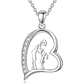 LWXIE Diamond Mother Daughter Necklace for Women 925 Sterling Silver Mom Necklace for Women Jewelry Gifts for Mother's Day Anniversary Birthday Christmas