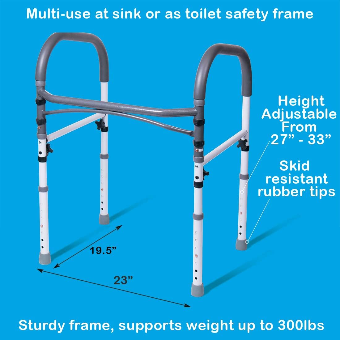 Carex Toilet Safety Rails - Toilet Handles for Elderly and Handicap - Home Health Care Equipment Toilet Safety Frame: Health & Personal Care