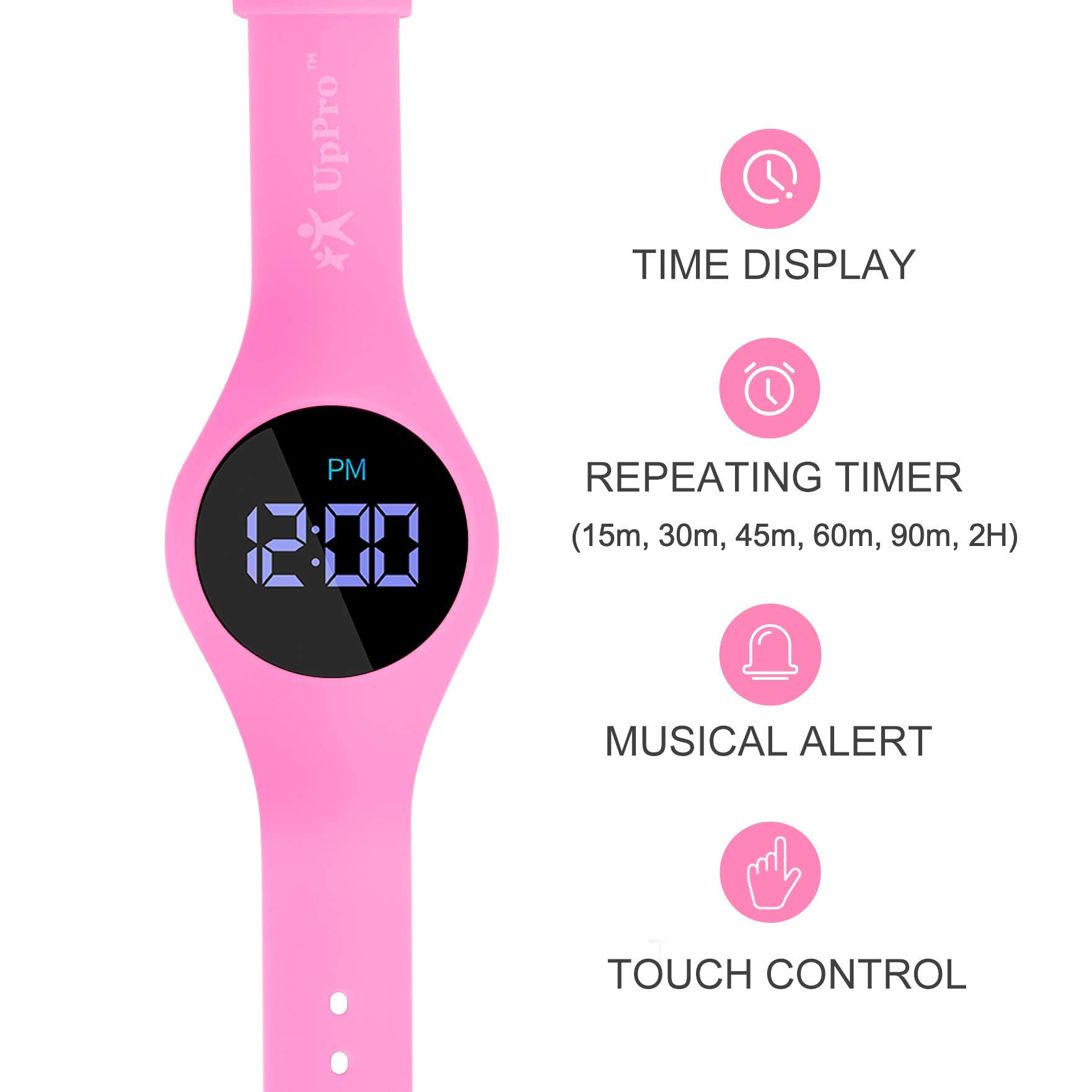 Potty Training Watch with Countdown Timer, Rechargeable and Water Resistant Toddler Watch, Musical Potty Trainer Alarm for Toilet Training（Pink）