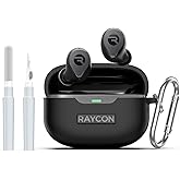 AGENTNANO [3 in 1] for Raycon Everyday Earbuds(2024 Edition) Case Cover with Cleaner kit, Logo Visible Design Shockproof Silicone Protective Cover for Raycon Everyday Earbuds with Carabiner-Black