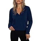 Totatuit Women Half Zip Up Cropped Lapel Sweatshirt Quarter Zipper Casual Long Sleeve Tops Fall Trendy Clothes