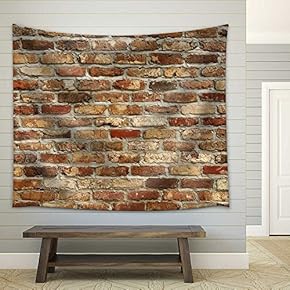 Old Brick Wall Background - Fabric Wall Tapestry Home Decor - 51x60 inches