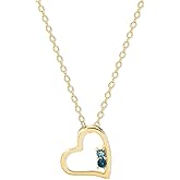 EVE'S ADDICTION Women's Custom 2 Stone Gold Petite Heart Birthstone Pendant, 16" chain with 2" extender - Personalized Birthstone Necklace for Mom - Mother's Necklace - Gifts for Mom
