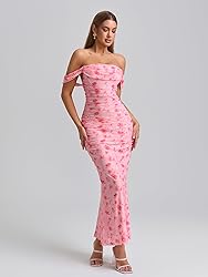 KUTUMAI Off The Shoulder Maxi Long Dress Corset