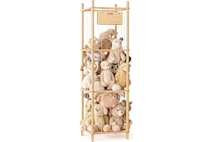 KiddoCood Kids CPC & TIC Certified Stuffed Animal Storage - 3-Tier Natural Solid Wood Plush Toy Organizer & Holder, Corner Solution for Playroom & Nursery, BPA-Free & Zero Glue
