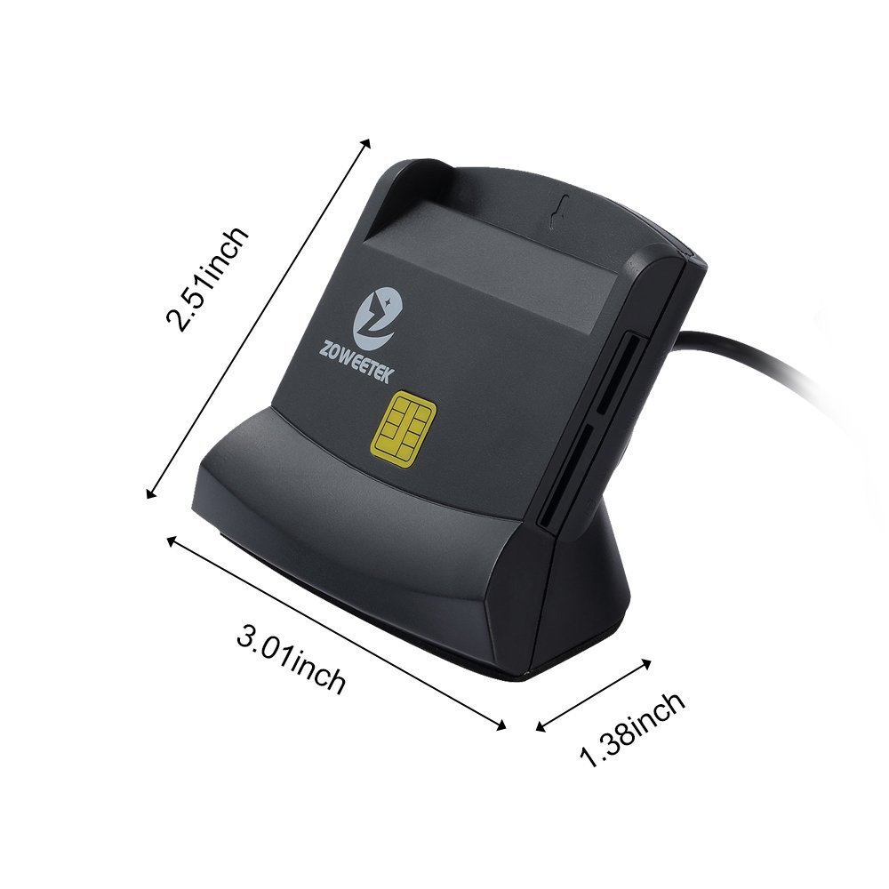 Zoweetek Smart Card Reader for National ID card, SD Card Reader for SDXC, SDHC, SD, MMC, RS-MMC, Micro SDXC, Micro SD, Micro SDHC Card, Compatible with Mac OS and Windows