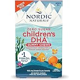 Nordic Naturals Zero Sugar Children’s DHA Gummy Chews, Tropical Punch - 45 Gummy Chews for Kids - 600 mg Total Omega-3s - Brain Development, Learning, Healthy Immunity - Non-GMO - 45 Servings