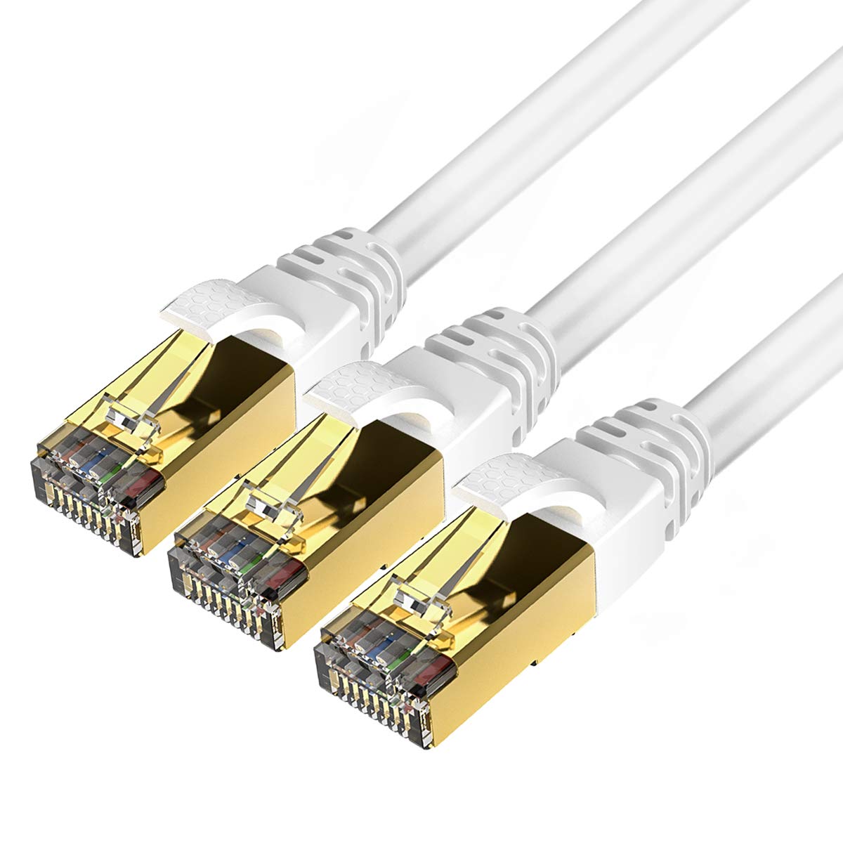 Veetop 3m/10ft 3Pack CAT8 Ethernet Cable 40Gbps 2000Mhz High Speed Gigabit SFTP LAN Network Internet Cables with RJ45 Gold Plated Connector for Use of Smart Office Smart Home System
