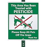 SmartSign "Area Treated with Pesticides, Keep Pets Off Grass" Sign for Lawn | 10" x 12" Aluminum Sign with 3' Stake