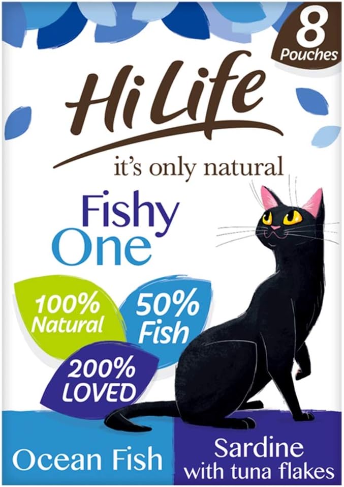 HiLife Adult Wet Cat Food, Mixed Ocean Fish in Jelly Recipes, Complete Cat Food Pouches, 100% Natural and Grain Free