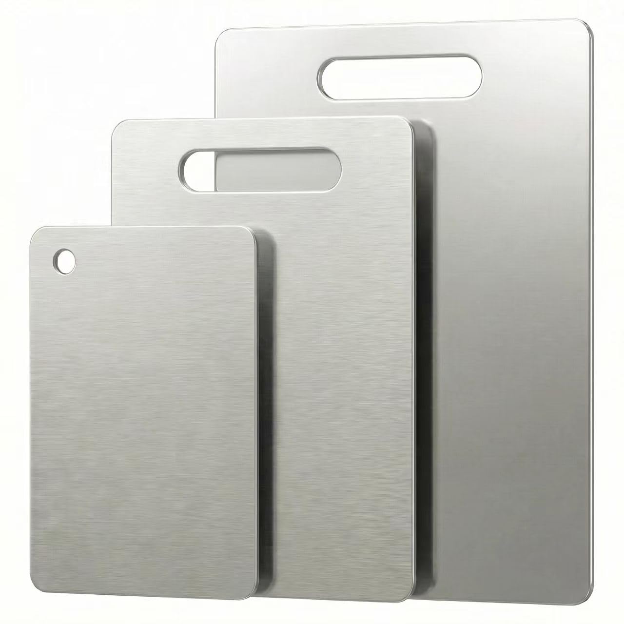 Photo 1 of 3 PCS Stainless Steel Cutting Boards for Kitchen, 304 Metal Non Stick Small Chopping Board Set, Dishwasher Safe & Warp Proof (13.4 x 9, 11.8 x 7.9, 9.4 x 5.9 in)