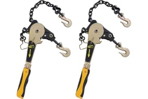Knwigoe EZ Ratchet Chain Binder 3/8-1/2 '' 6600lbs G70 Grab Hook Heavy Duty Tie Down Hauling Chain Binders Easy Ratcheting Chain Load Binder for Flatbed Trailers Trucks Vehicles (2 Pack)