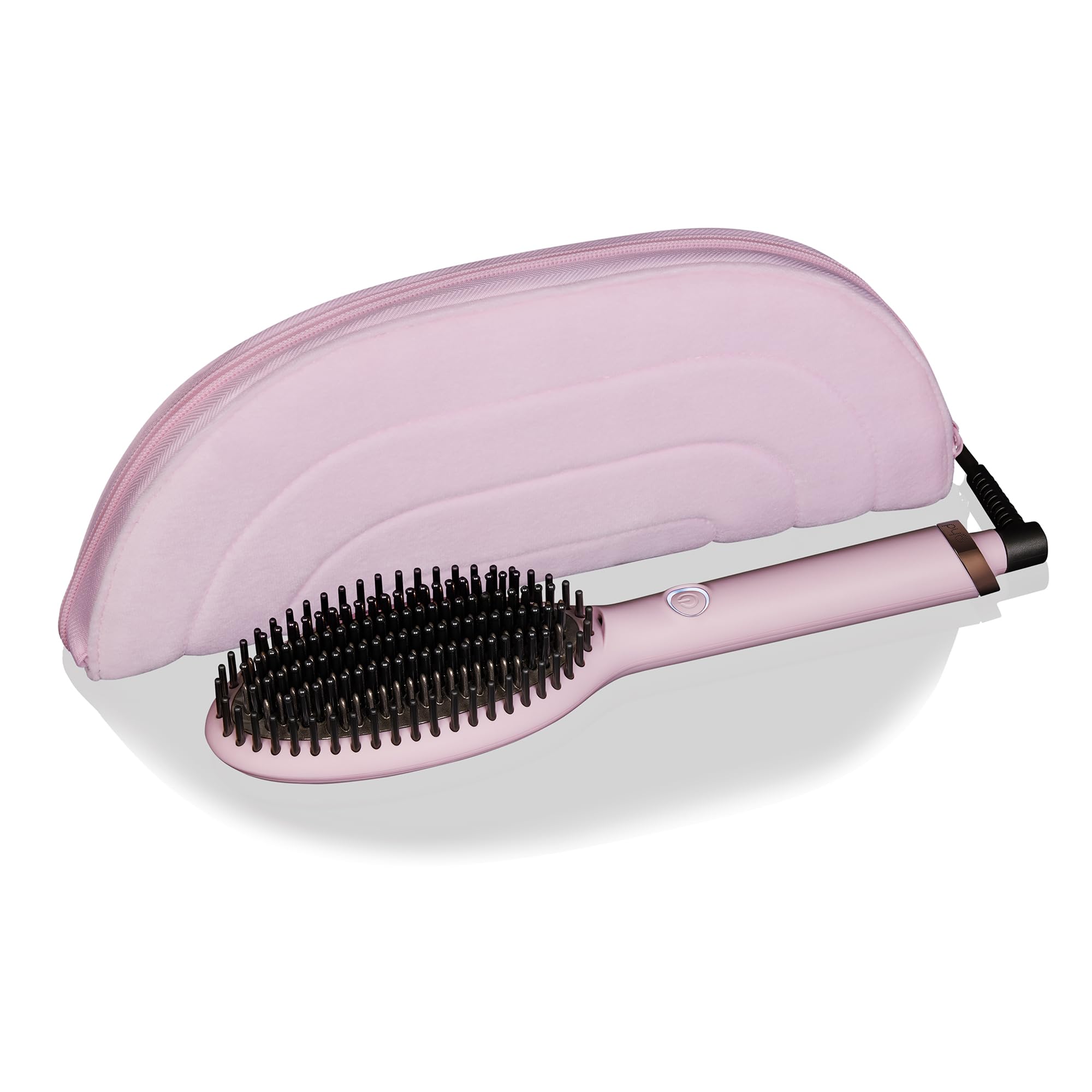 Photo 1 of ghd Glide Hot Brush, Professional Ceramic Hair Straightening Brush with Ionizer, Pink Sorbet, Anti-Frizz Technology, 365°F Temperature Control