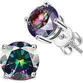 Moissanite Earrings，2ct D Color VVS1 Clarity Solitaire Round Cut Earrings S925 Sterling Silver for Women Men Moissanite Stud Earrings