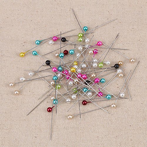 Hlitand 500Pcs Sewing Pins, Multicolor Beads Needles Quilting Pins in Pink Fabric Covered Pin Cushion Bottle Sewing Craft
