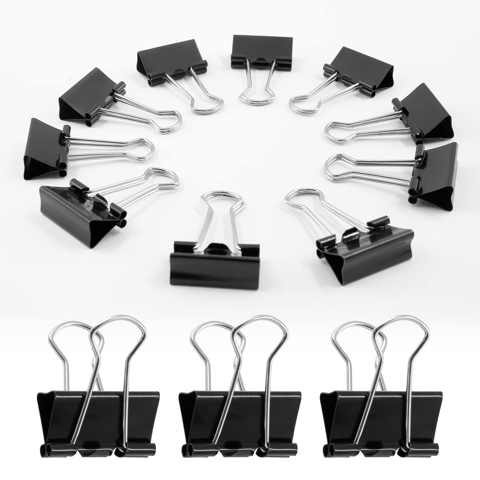 Photo 1 of Qjaiune 40 Pack Metal Paper Clips, Small, Medium & Large Size - 1 Inch/25mm - Black - Ideal for Office, School and Home