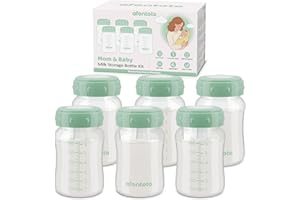AFONTOTO 6PCS Breastmilk Storage Bottle Compatible with Momcozy Breastmilk Cooler 22oz, Breast Milk Containers for Fridge, Wide-Neck Baby Bottles for Pumping Fit Spectra S1/S2/SG/9Plus /Motif Luna Pumps,Green