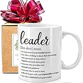 FALJIOK Leader Appreciation Mug Gifts for Boss Mentor Manager Leadership Leader Definition, Boss Gift for Boss's Day Christmas, Coworker Mug, Manager Gifts for Women 11oz