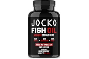 Jocko Fuel Omega 3 Fish Oil Supplement 2000mg - Burpless Fatty Acid Supplement, Wild Caught, Powerful Antioxidant with Astaxanthin (60 Capsules)