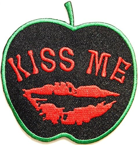 Green Apple KISS ME Sexy Women Rockabilly Lady Rider Hippie Punk Tatoo Jacket T-shirt Patch Sew Iron on Embroidered Sign Badge Costume